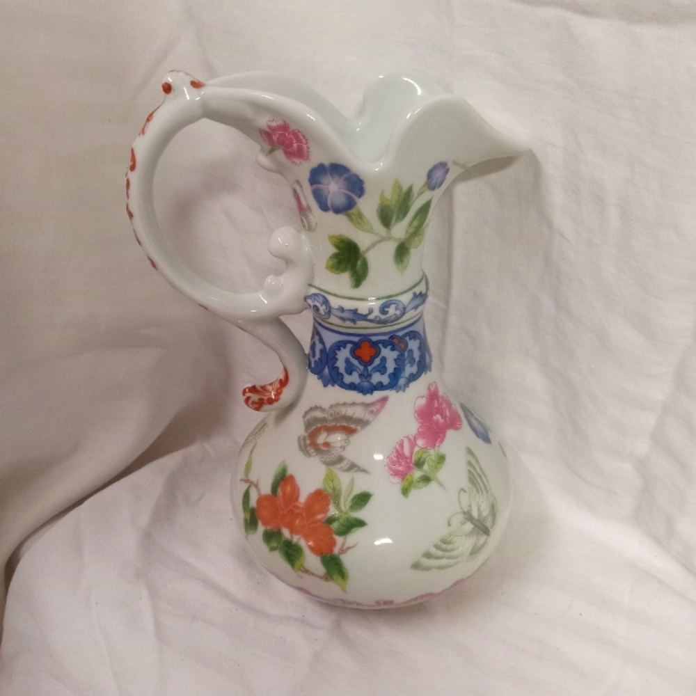 Vintage Amita Vase Rare Pattern Pitcher Floral  Ceramics 9"   #19